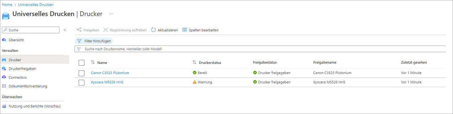 Universal Print – Druckereinrichtung im Azure Portal