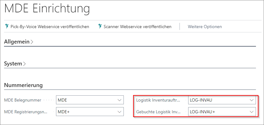 MDE Einrichtung