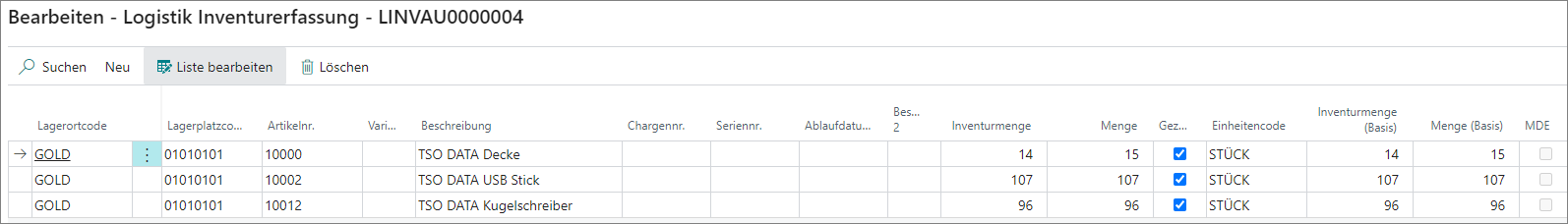 MDE Logistikinventurauftrag